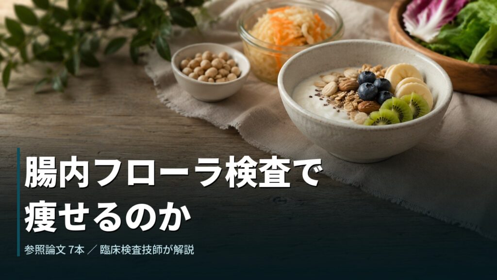 腸内フローラ検査で痩せるのか｜発酵食品と豆・ヨーグルト・野菜が並ぶ食卓
