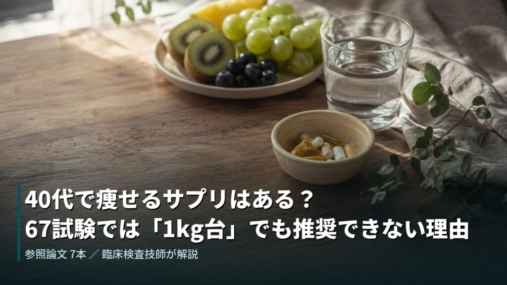40代で痩せるサプリはある？67試験では「1kg台」でも推奨できない理由