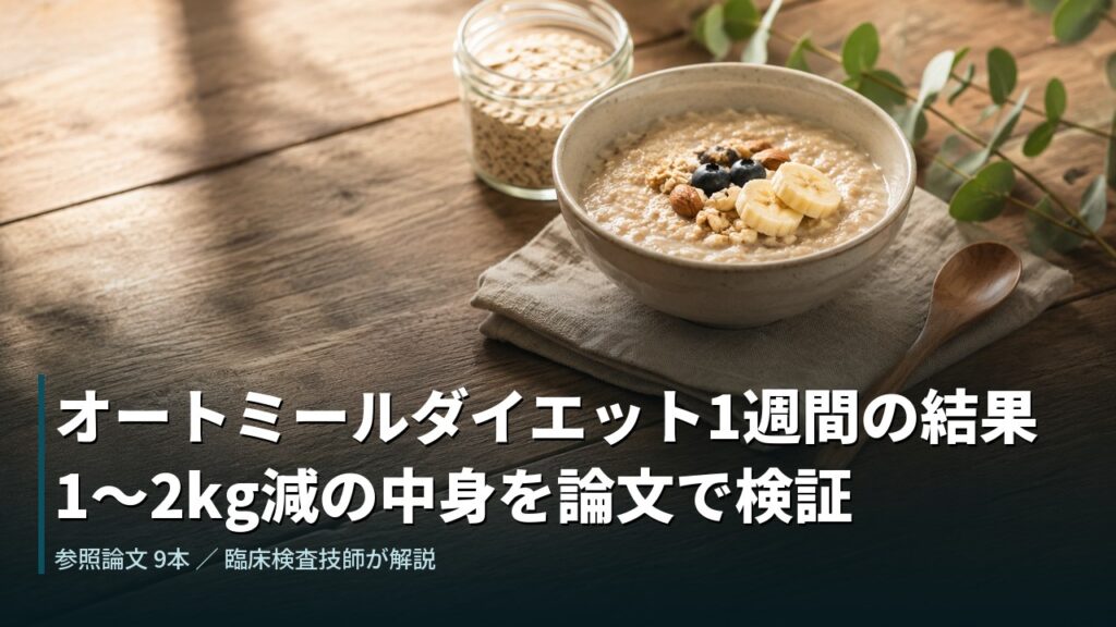 木のテーブルに置かれたオートミールのボウルとオーツの入ったガラス瓶