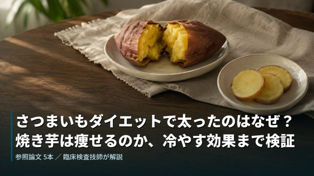 皿にのせた割った焼き芋と、輪切りにした冷やしたさつまいも