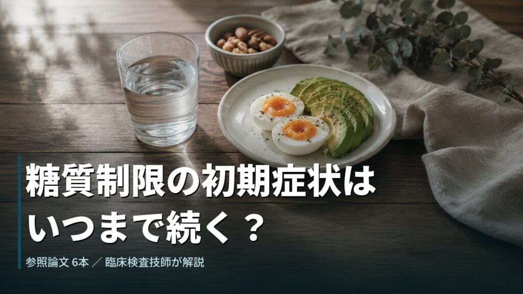 木のテーブルに置かれた水のグラス、ゆで卵とアボカドの皿、ナッツの小鉢